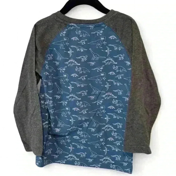 Distortion Boys Med. Blue Long Sleeve Dinosaur Print Shirt - Picture 2 of 3